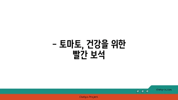 토마토의 놀라운 효능과 영양 가치 | 건강, 비타민, 항산화, 면역력