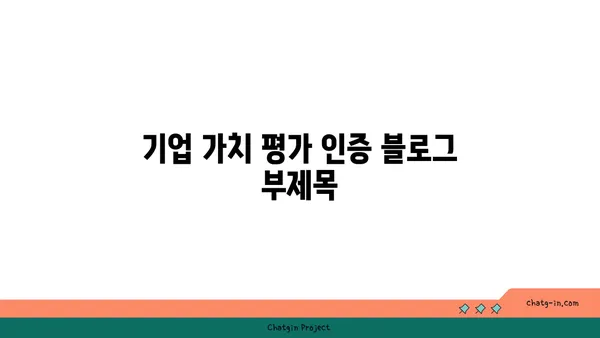 기업 가치 평가 인증| 기업 가치 측정 및 비교를 위한 전문성 확보 | 기업 가치 평가, 인증, 측정, 비교, 전문성