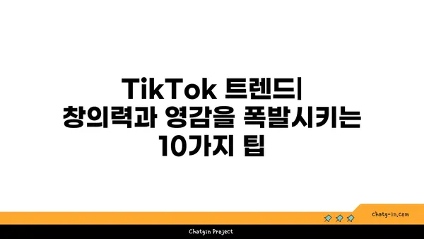 TikTok 트렌드| 창의력과 영감을 폭발시키는 10가지 팁 | 바이럴 콘텐츠 제작, 인플루언서 마케팅, 트렌드 분석