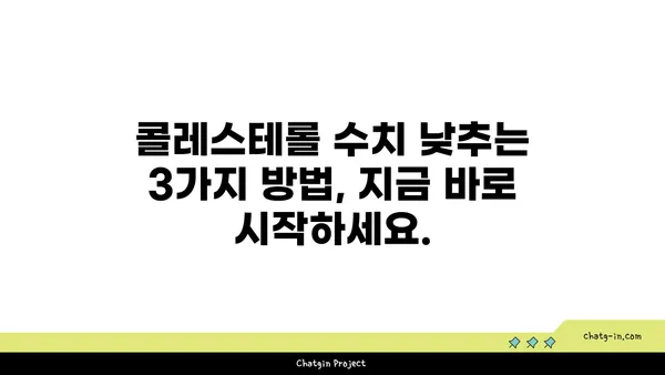 콜레스테롤 수치 낮추는 3가지 필수 방법| 건강한 식단, 꾸준한 운동, 생활 습관 개선 | 콜레스테롤, 건강 관리, 심혈관 질환 예방