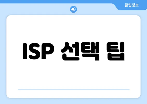 ISP 선택 팁