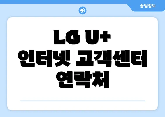 LG U+ 인터넷 고객센터 연락처