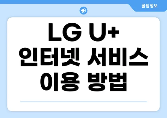 LG U+ 인터넷 서비스 이용 방법