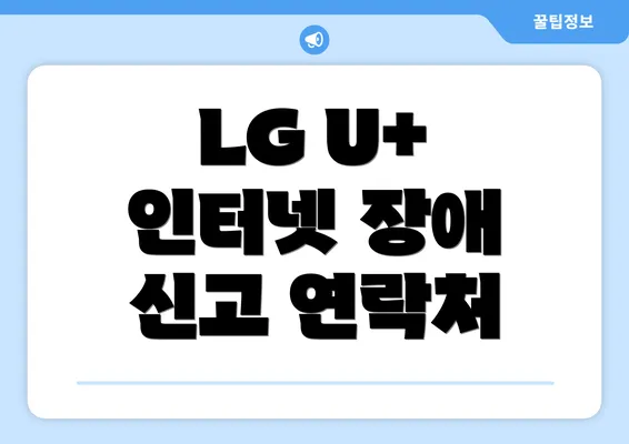 LG U+ 인터넷 장애 신고 연락처