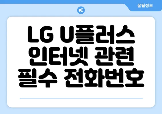 LG U플러스 인터넷 관련 필수 전화번호