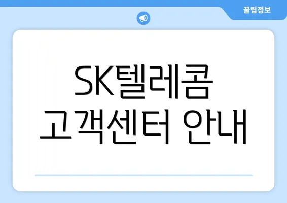 SK텔레콤 고객센터 안내