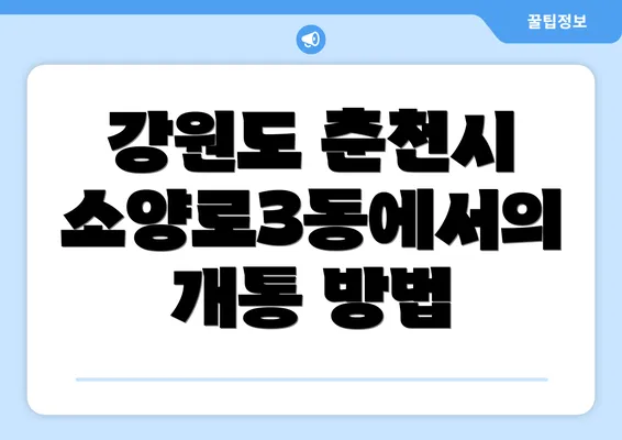 강원도 춘천시 소양로3동에서의 개통 방법