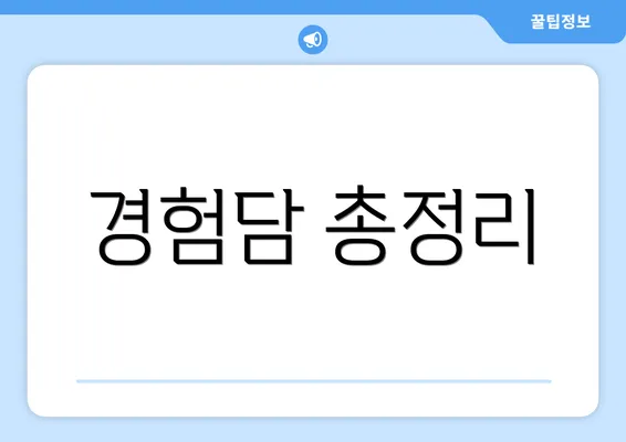 경험담 총정리