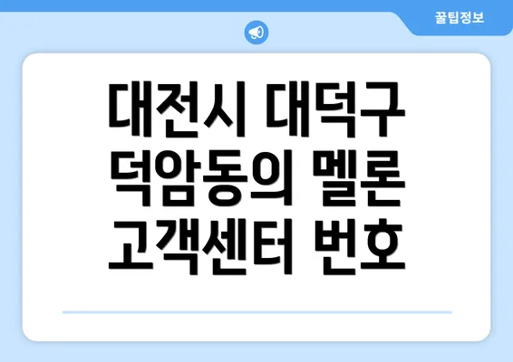 대전시 대덕구 덕암동의 멜론 고객센터 번호