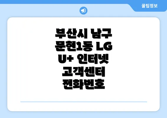 부산시 남구 문현1동 LG U+ 인터넷 고객센터 전화번호