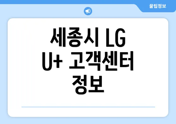 세종시 LG U+ 고객센터 정보