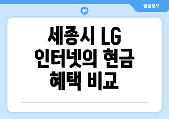 세종시 LG 인터넷의 현금 혜택 비교