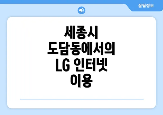 세종시 도담동에서의 LG 인터넷 이용