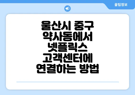 울산시 중구 약사동에서 넷플릭스 고객센터에 연결하는 방법