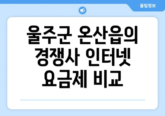 울주군 온산읍의 경쟁사 인터넷 요금제 비교