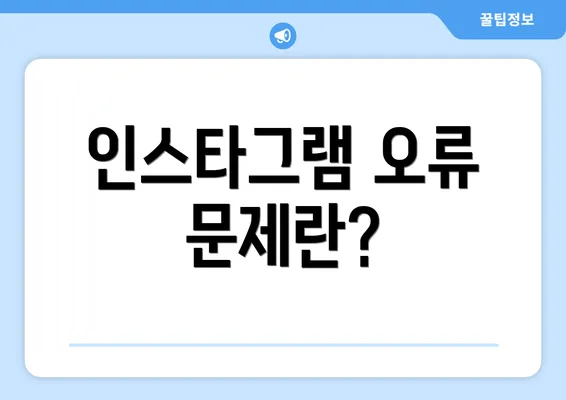 인스타그램 오류 문제란?