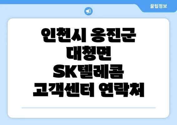 인천시 옹진군 대청면 SK텔레콤 고객센터 연락처