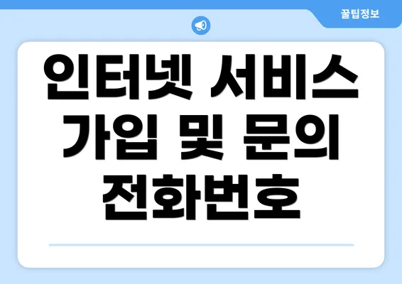 인터넷 서비스 가입 및 문의 전화번호