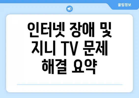 인터넷 장애 및 지니 TV 문제 해결 요약