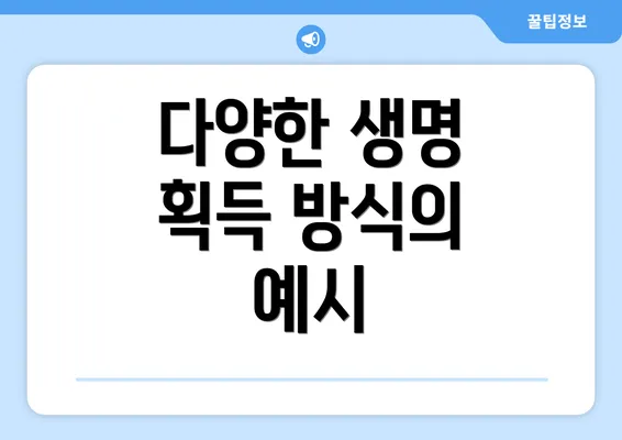 다양한 생명 획득 방식의 예시