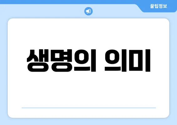 생명의 의미
