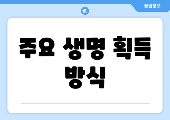 주요 생명 획득 방식