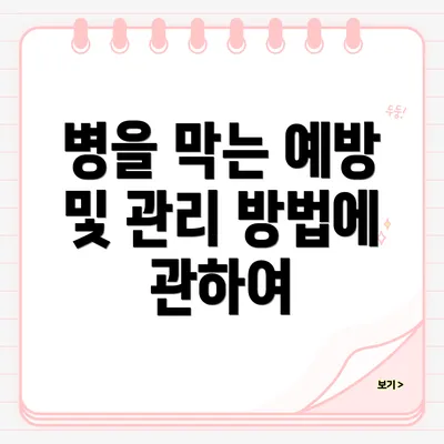 병을 막는 예방 및 관리 방법에 관하여