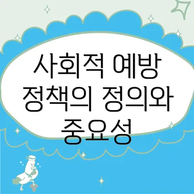 사회적 예방 정책의 정의와 중요성