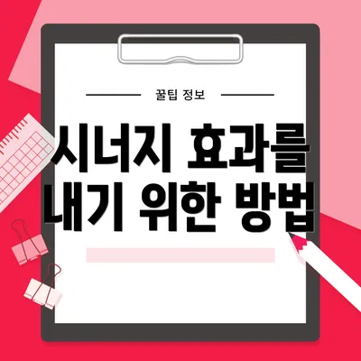 시너지 효과를 내기 위한 방법