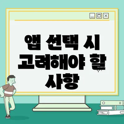 앱 선택 시 고려해야 할 사항