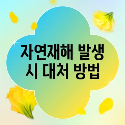 자연재해 발생 시 대처 방법