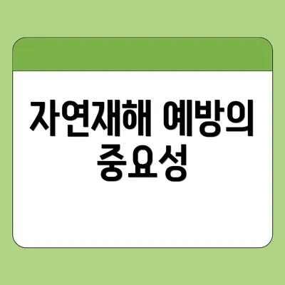 자연재해 예방의 중요성