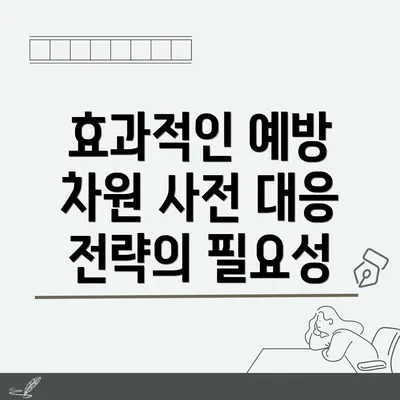 효과적인 예방 차원 사전 대응 전략의 필요성