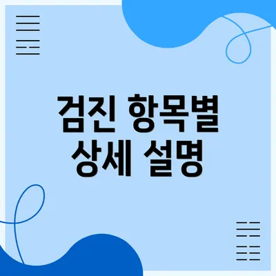 검진 항목별 상세 설명