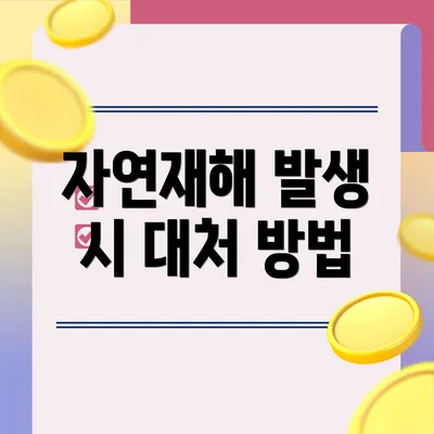 자연재해 발생 시 대처 방법